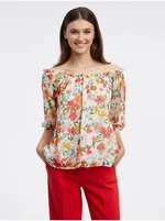 Orsay Red-Cream Ladies Floral Blouse - Women