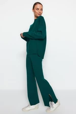 Trendyol Emerald Green Wide Fit Basic Knitwear Top and Bottom Set with Trousers