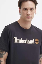 Bavlněné tričko Timberland černá barva, s potiskem, TB0A5UPQ0011