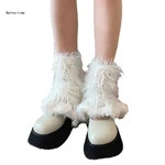 B36D Womens Leg Warmers Long Socks College Style Knitted Warm Socks Boot Cuffs