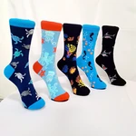 Autumn and Winter Ocean Series Women's Socks Cute Cartoon Shark Turtle Happy Japanese Harajuku Funny Female Socks Christmas Gift