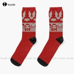 Ugly Christmas Sweater What We Do In The Shadows Version Socks Womens Socks Crew Personalized Custom 360° Digital Print