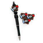 10Pcs Silicone Teacher ABC Blackboard Beads DIY Anti-drop Chewing Toy Pendant