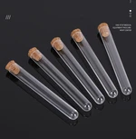 10pcs Transparent Round Bottom Test Tube With Cork Stoppers Plastic Empty Scented Tea Tubes School Lab Supplies 20ml