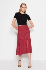 Trendyol Tile Slit Detailed Viscose Fabric Animal Patterned Midi Woven Skirt