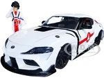 2020 Toyota Supra White and Rick Hunter Diecast Figurine "Robotech" "Hollywood Rides" Series 1/24 Diecast Model Car by Jada