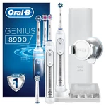 Set zubných kefiek Oral-B Genius 8900 Cross Action + Bonus Handle biely elektrická zubná kefka • 10 500 oscilačno-rotačných pohybov/min • počet pulzác