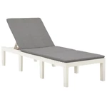 Sun Lounger with Cushion Plastic White