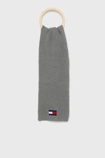 Detský šál Tommy Hilfiger šedá farba, jednofarebný