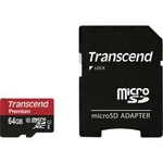 Paměťová karta microSDXC, 64 GB, Transcend Premium, Class 10, UHS-I, vč. SD adaptéru