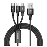 Kábel Baseus Rapid Series 3v1, USB/Micro USB, Lightning, USB-C, 1,2m (CAMLT-SU01) čierny Baseus Rapid Series 3-in-1 Cable Micro + Lightning + Type-C 3