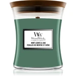 Woodwick Mint Leaves & Oak vonná svíčka s dřevěným knotem 275 g