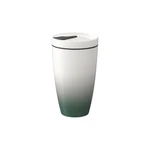 Zeleno-biely porcelánový termohrnček Villeroy & Boch Like To Go, 350 ml