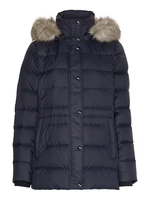 Tommy Hilfiger Bunda - TYRA DOWN JKT WITH FUR modrá