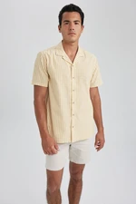 DEFACTO Regular Fit Wide Collar Striped Cotton Short Sleeve Shirt