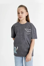 DEFACTO Girls Disney Lilo & Stitch Oversize Fit Crew Neck Short Sleeve T-Shirt