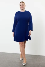 Trendyol Curve Saks Basic Long Sleeve Hidden Zipper Mini Woven Plus Size Dress