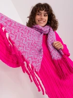 Pink and blue women's knitted scarf