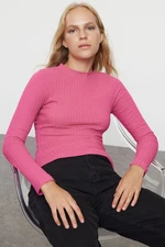 Trendyol Fuchsia High Collar Ribbed Flexible Slim Fit Knitted Medium Blouse