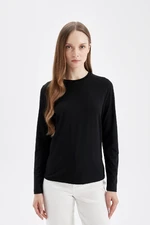 DEFACTO Crew Neck Long Sleeve Basic Plain T-Shirt Tunic