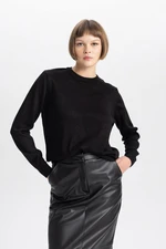 DEFACTO Crew Neck Shiny Fabric Basic Sweater