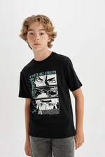 DEFACTO Boy's Crew Neck Printed Short Sleeve T-Shirt