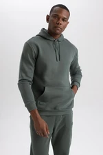 DEFACTO Basic Plain Sweatshirt with Hooded Pocket and Soft Fur Inside