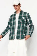 Trendyol férfi zöld slim fit Lumberjack kockás gombos galléros ing