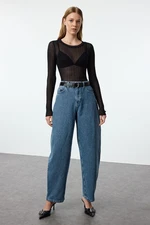 Trendyol Blue More Sustainable High Waist Skater Baggy Jeans