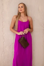 Women's maxi dress with straps - purple