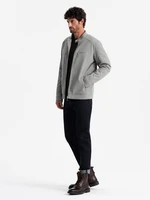 Ombre Men's biker jacket with pockets and collar - grey