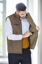 15240 Dewberry Quilted Mens Vest with Fleece Inside-Khaki