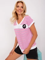 White and fuchsia striped blouse