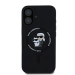 Zadní kryt Karl Lagerfeld Liquid Silicone Karl and Choupette MagSafe pro Apple iPhone 16 Plus, černá