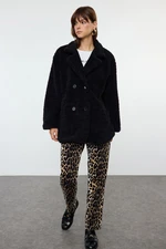 Trendyol Black Oversize Plush Midi Coat