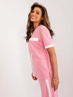 Pink Women's Short Sleeve Formal Blouse