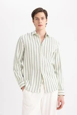 DEFACTO Regular Fit Polo Neck Long Sleeve Striped Shirt