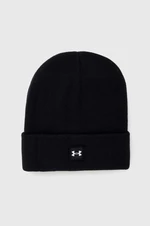 Čiapka Under Armour čierna farba, z hrubej pleteniny,