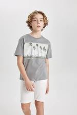 DEFACTO Boy's Crew Neck Printed Short Sleeve T-Shirt