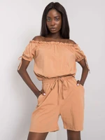 OH BELLA Camel jumpsuit with Spanish neckline