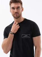 Ombre Streetstyle men's cotton pocket print t-shirt - black