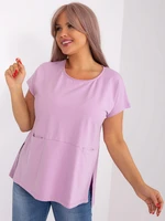 Světle fialová halenka plus size s kapsami