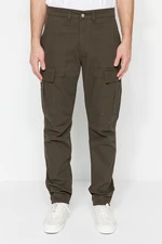 Trendyol khaki úzké cargo gabardénové kalhoty