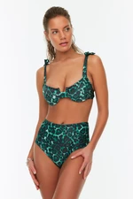 Trendyol Animal Patterned High Waist Normalne nogawki Bikini Dolne