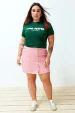 Trendyol Curve Pink Buttoned Mini Denim Skirt