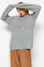 Trendyol Light Grey Wide Fit puha texturált alap kötöttáru pulóver