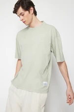 Trendyol Mint Oversize/Wide Cut Stitched Label Faded Effect 100% Cotton T-Shirt