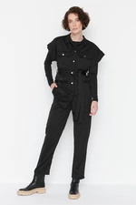 Trendyol Tie Waist Scuba Vest-Pants Black Knitted Suit