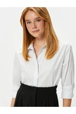 Koton Crop Poplin Shirt Long Sleeve Cuff Collar Cotton