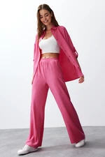 Trendyol Fuchsia Woven Shirt-Pants Epaulette Suit